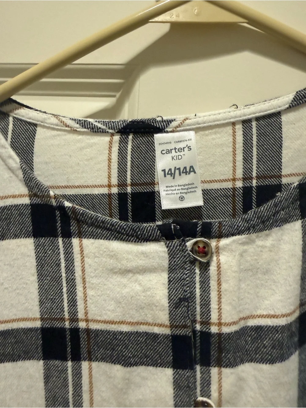 Carter's Black & White Plaid Long-Sleeve Nightgown